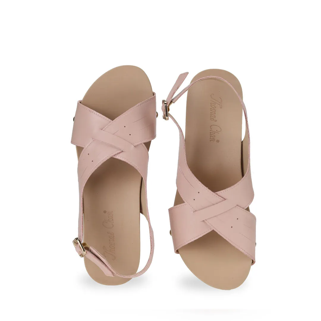 [20% off at cart] Cross Strap Slingback Low Wedge Sandals