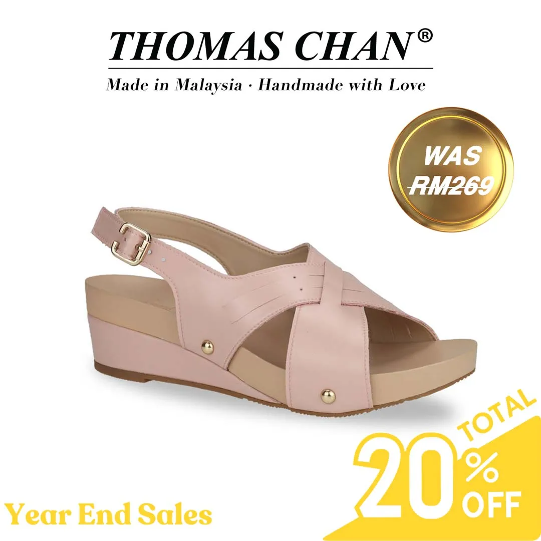 [20% off at cart] Cross Strap Slingback Low Wedge Sandals