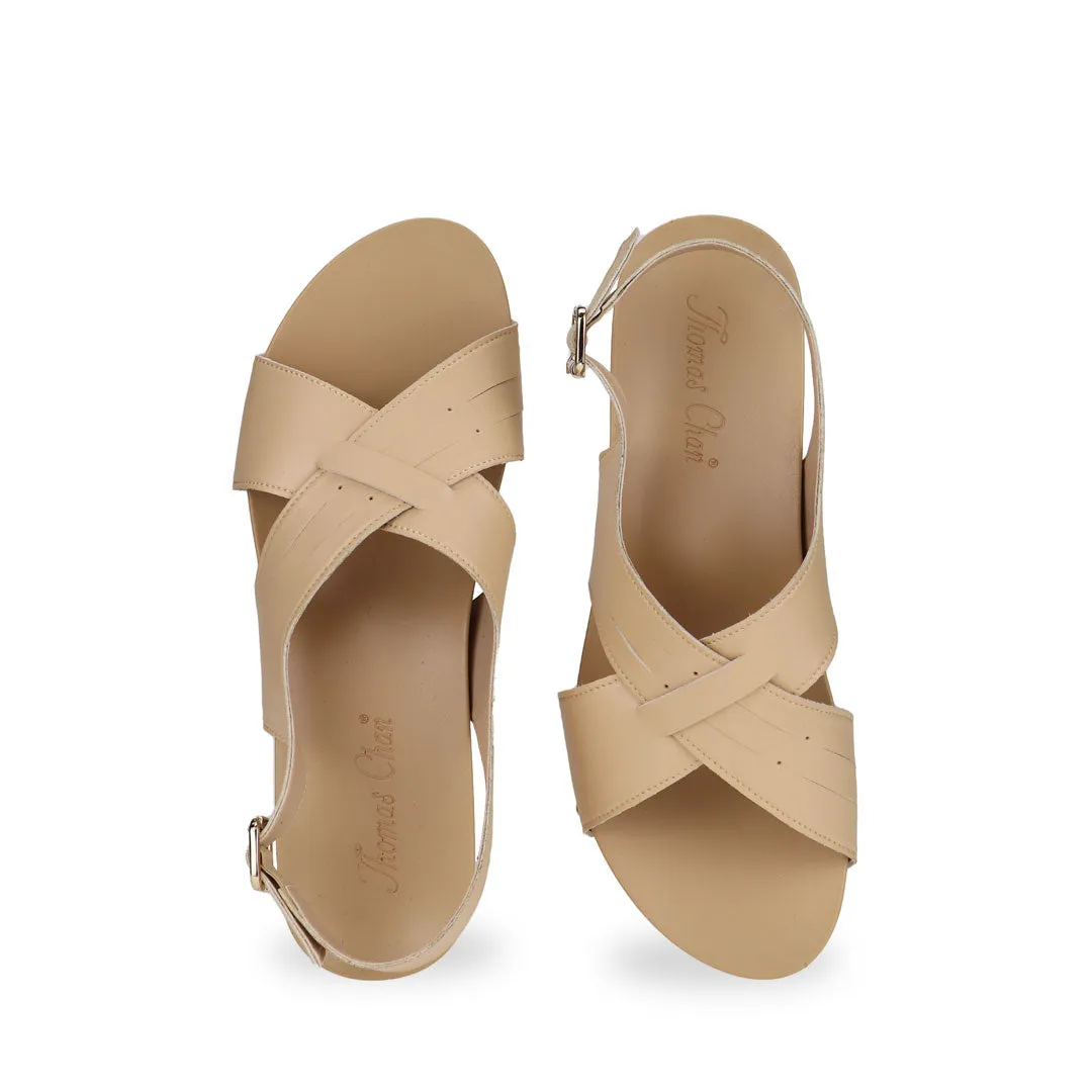 [20% off at cart] Cross Strap Slingback Low Wedge Sandals