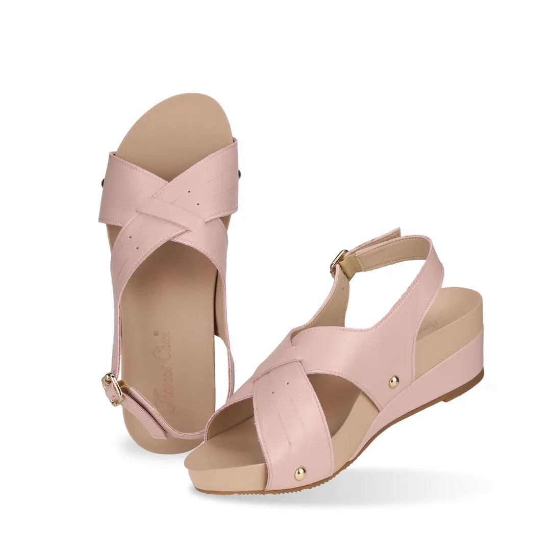 [20% off at cart] Cross Strap Slingback Low Wedge Sandals