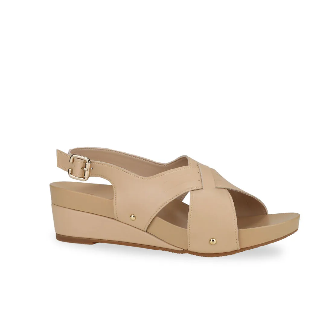 [20% off at cart] Cross Strap Slingback Low Wedge Sandals