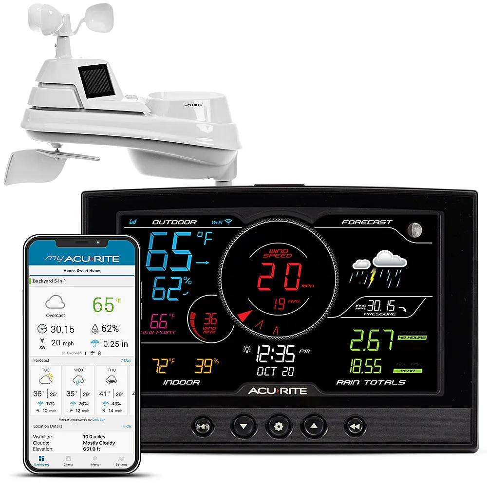 AcuRite - Iris (5-in-1) Weather Station with Direct-to-Wi-Fi Display for Remote Monitoring
