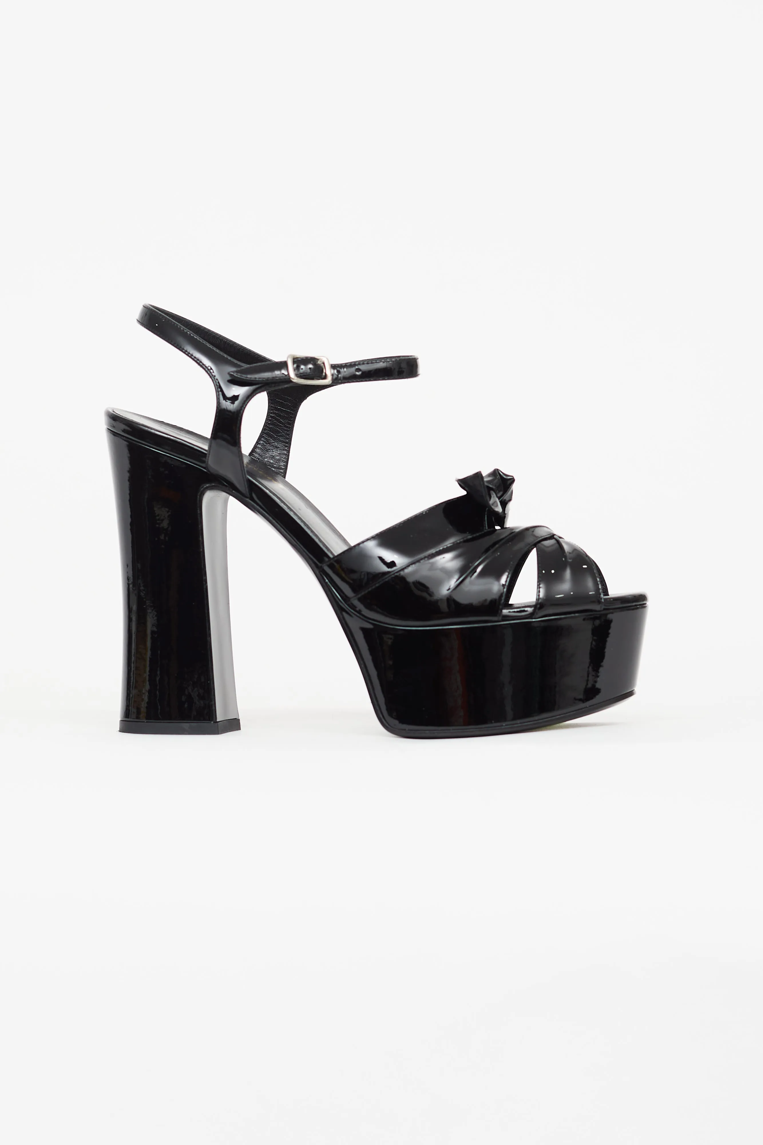 Black Bianca Platform Bow Heel