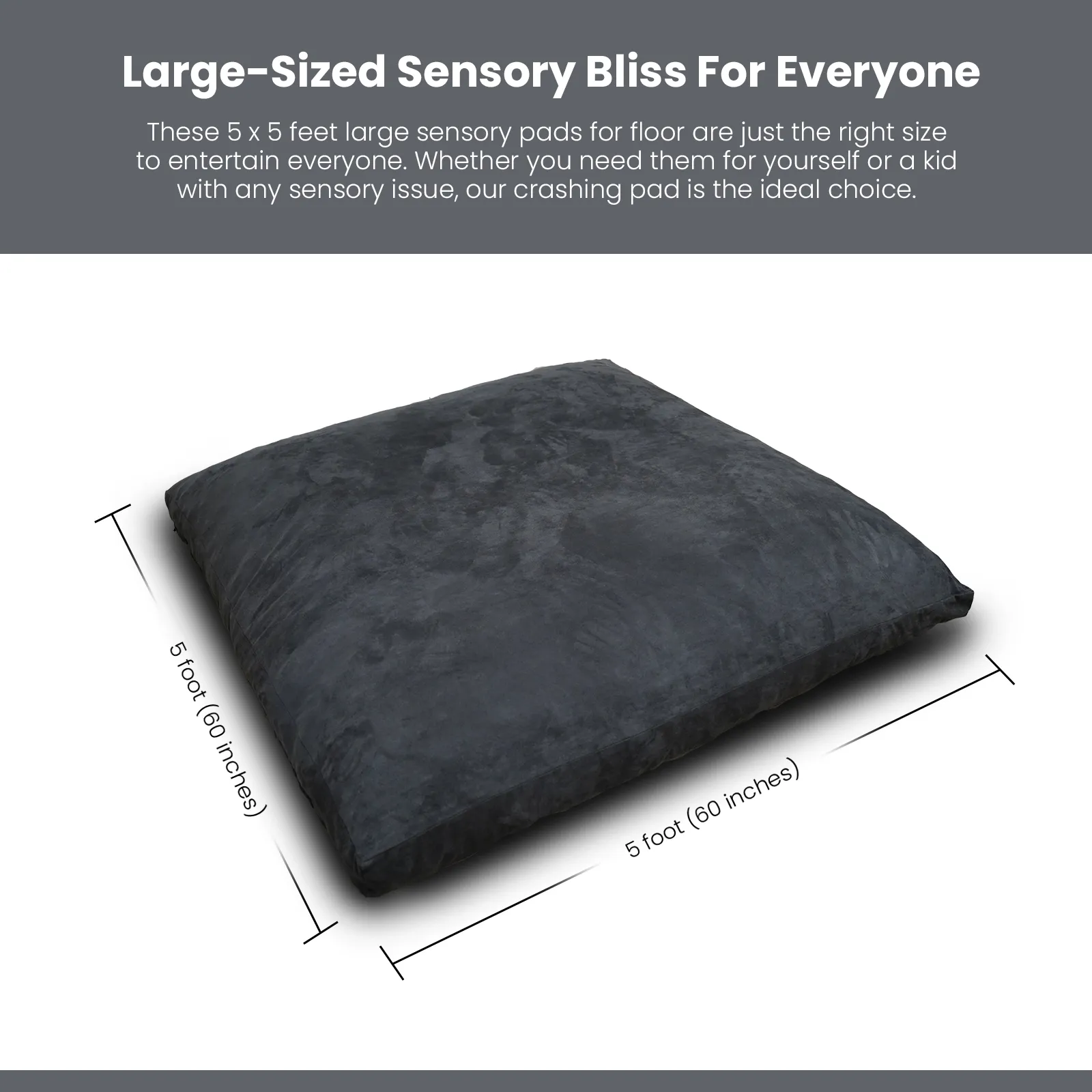 Crash Pad for Kids Sensory Pad with Foam Blocks - XL (6 Foot X 4 Foot) Grey - for Sensory Gym Room with Washable Cover