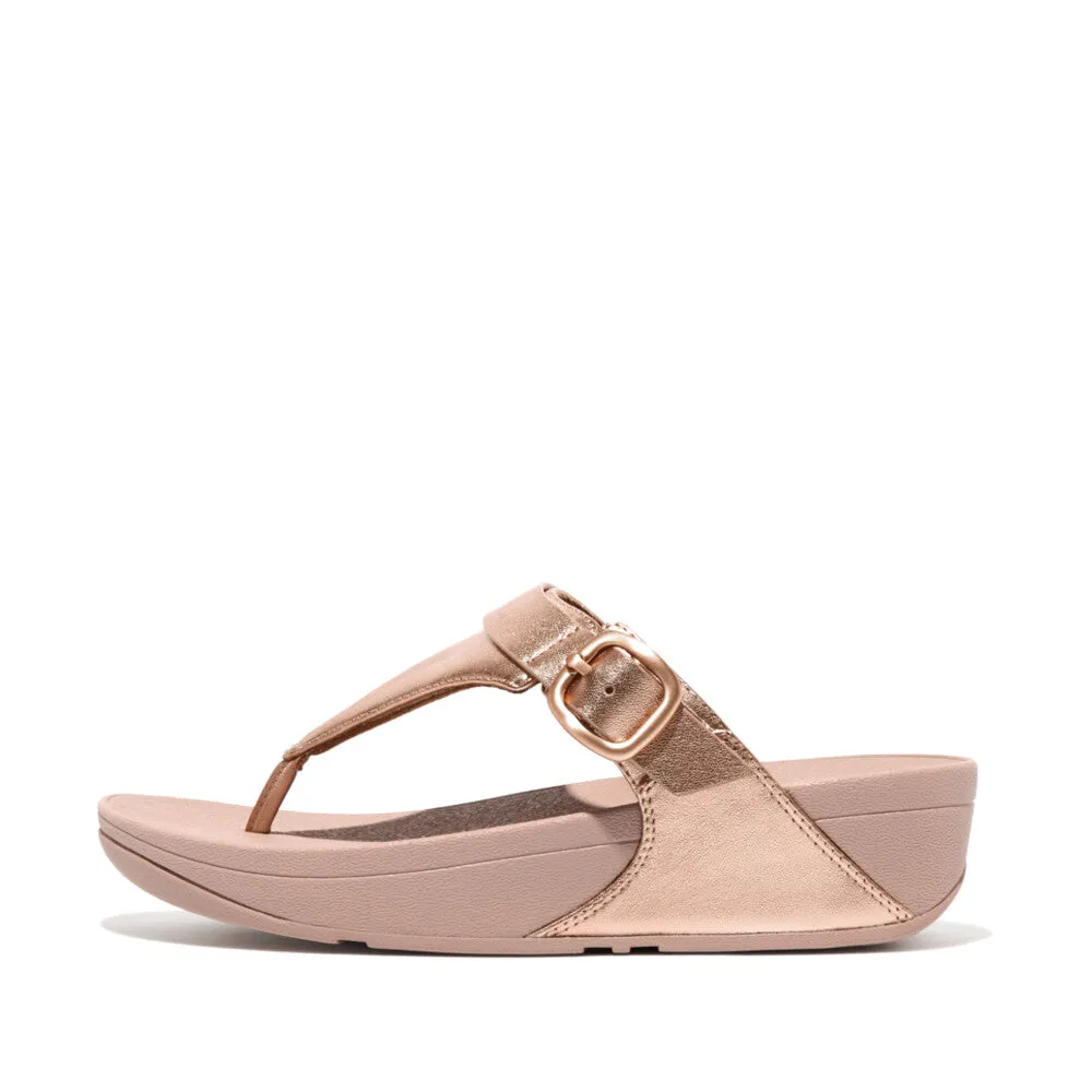 Fitflop Lulu Adjustable Leather Toe Post Sandals Rose Gold