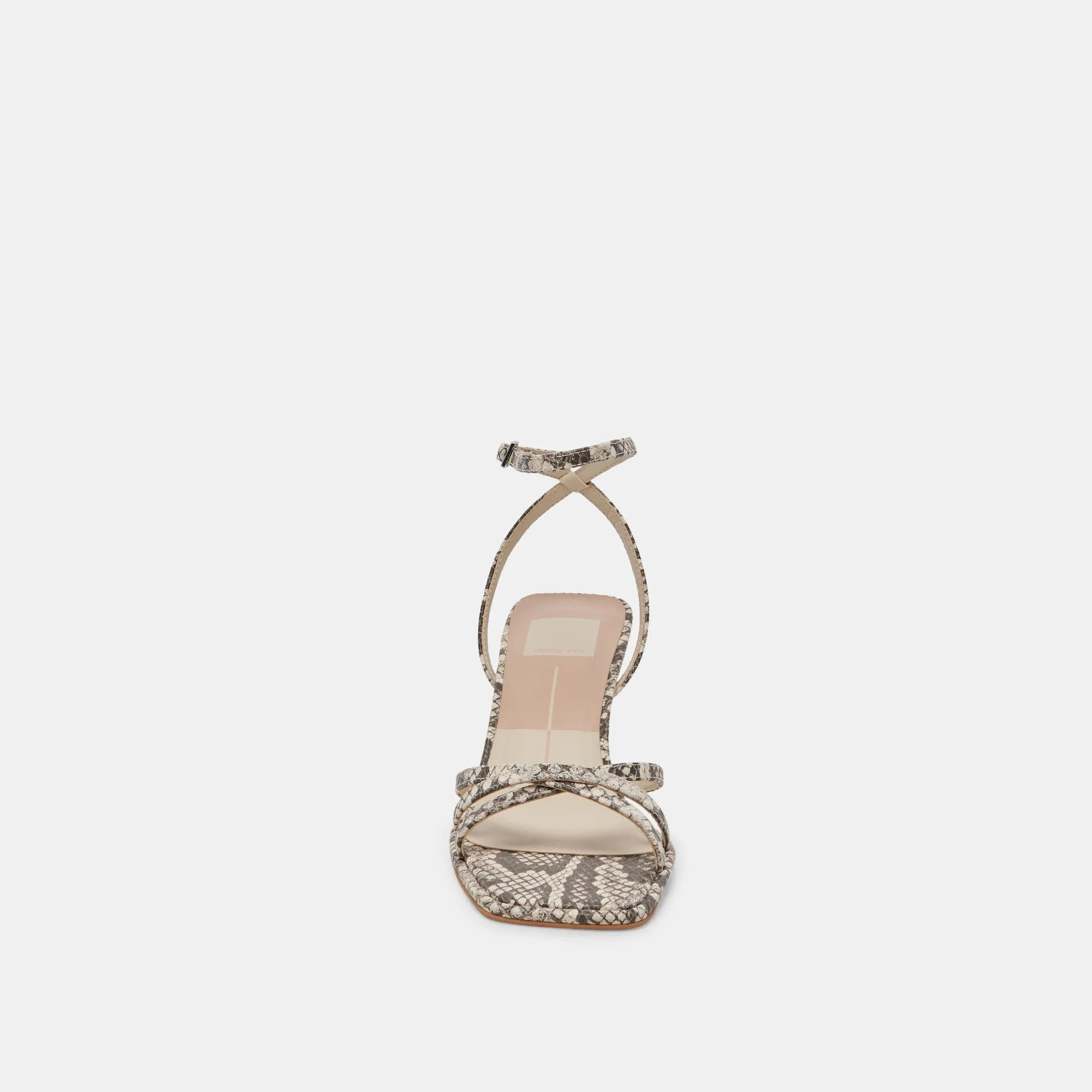 MANJI HEELS BLACK WHITE EMBOSSED SNAKE