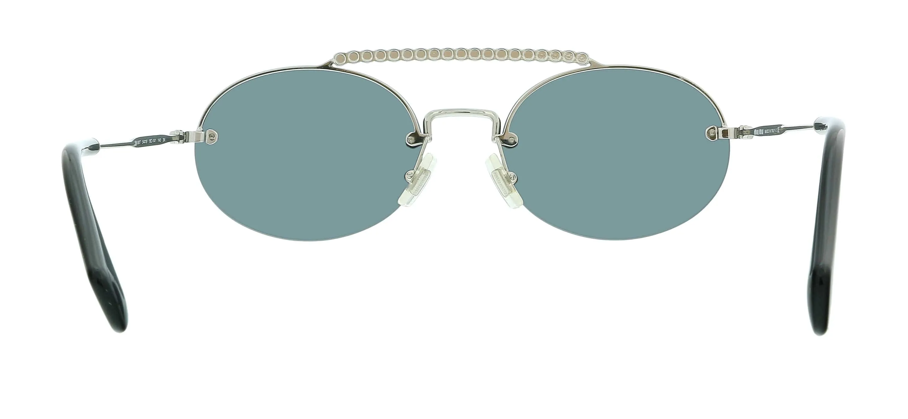 Miu Miu 0MU 60TS 1BC1A1 Silver Oval Sunglasses
