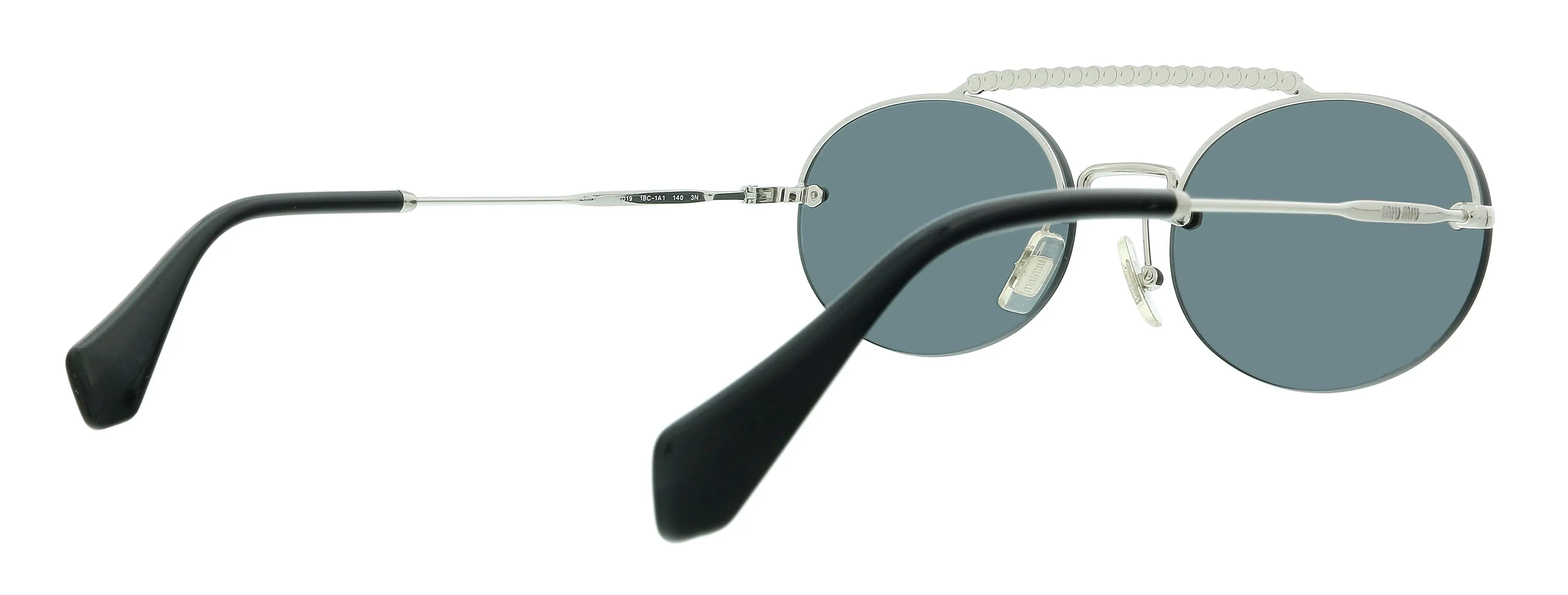 Miu Miu 0MU 60TS 1BC1A1 Silver Oval Sunglasses