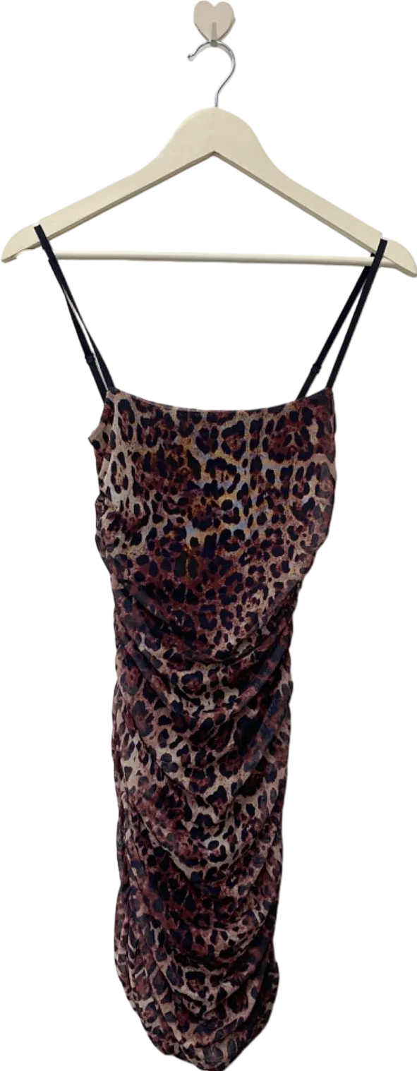 Nasty Gal Leopard Print Ruched Mini Dress UK S
