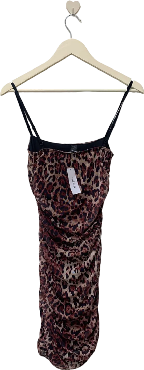 Nasty Gal Leopard Print Ruched Mini Dress UK S