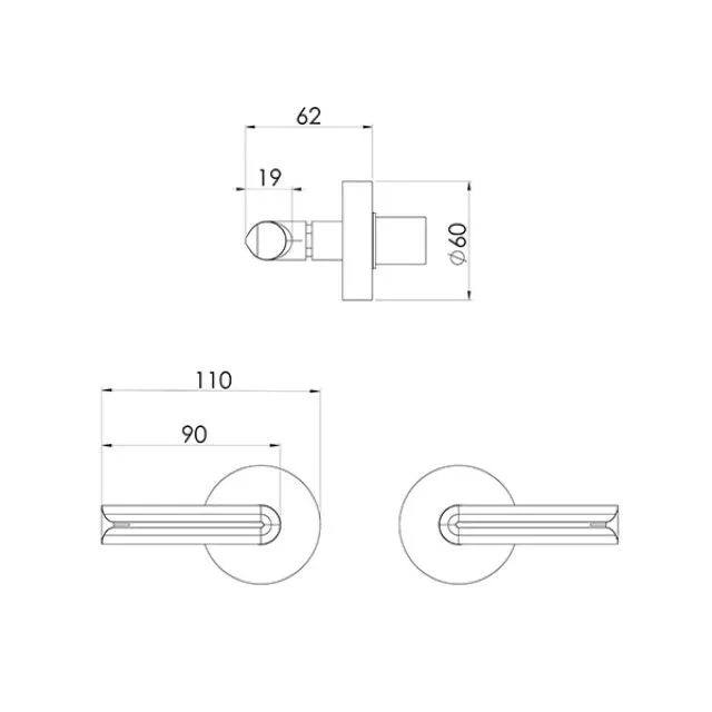 Phoenix Vivid Slimline Plus Lever Wall Top Assemblies 15mm Extended Spindles Matte Black