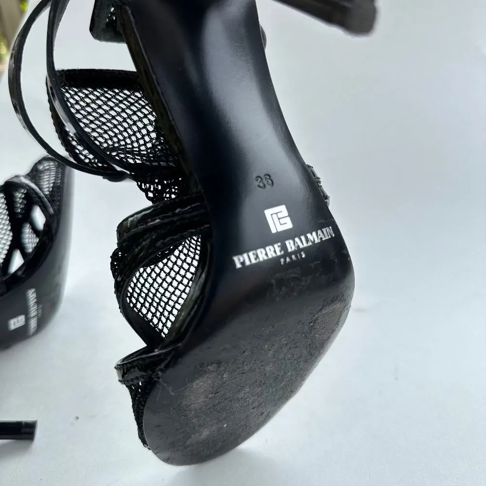 Pierre Balmain Black Leather Heel With Ankle Strap