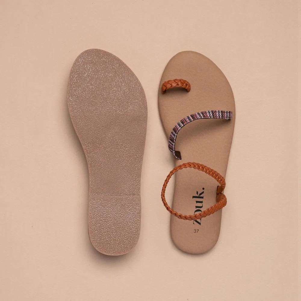 Rohtang Stripes Brown Braided Sandal