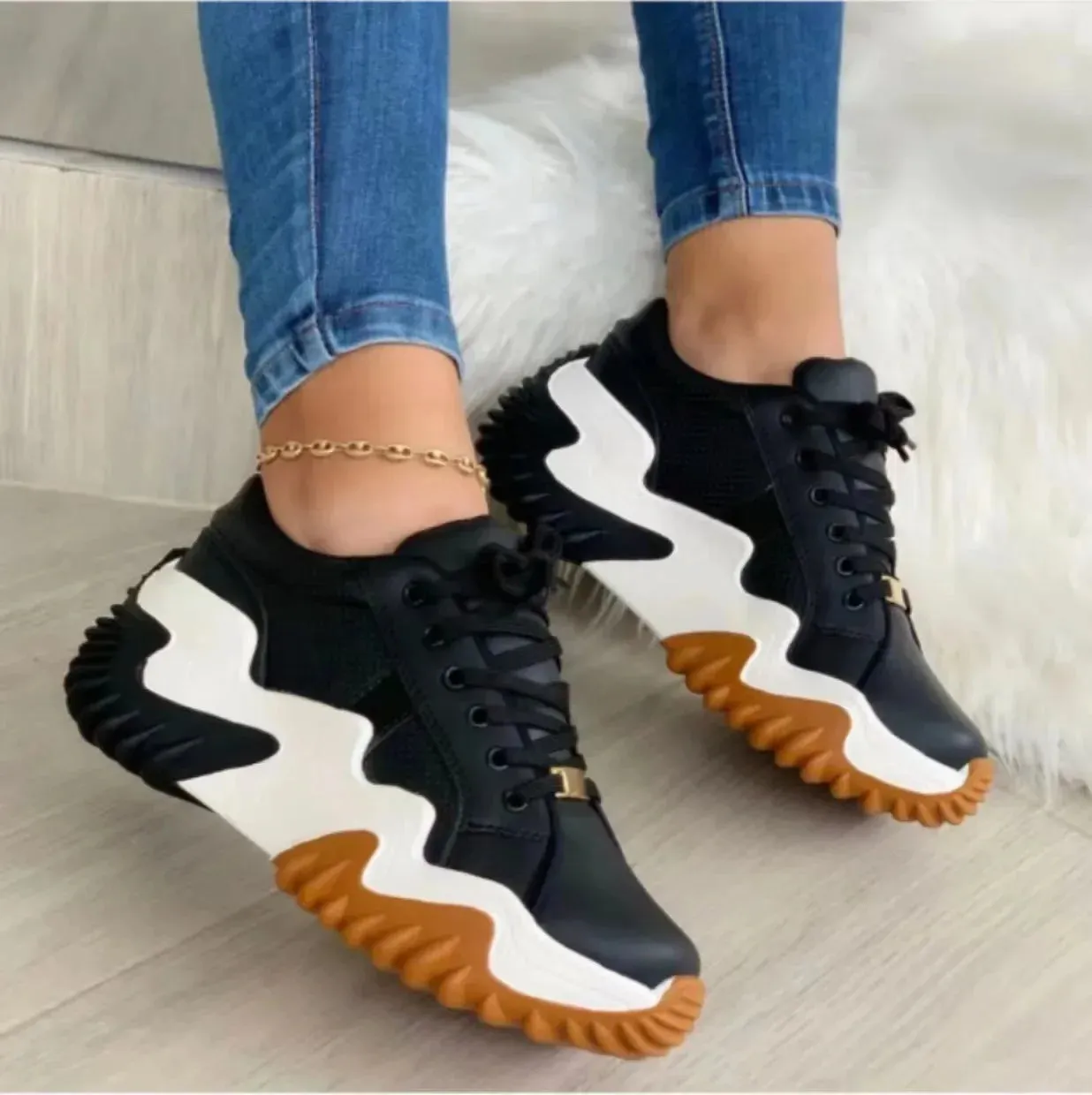 Women's Casual Autumn New Style Low Top Sneakers European American Market Comfortable Rubber Base Shoes