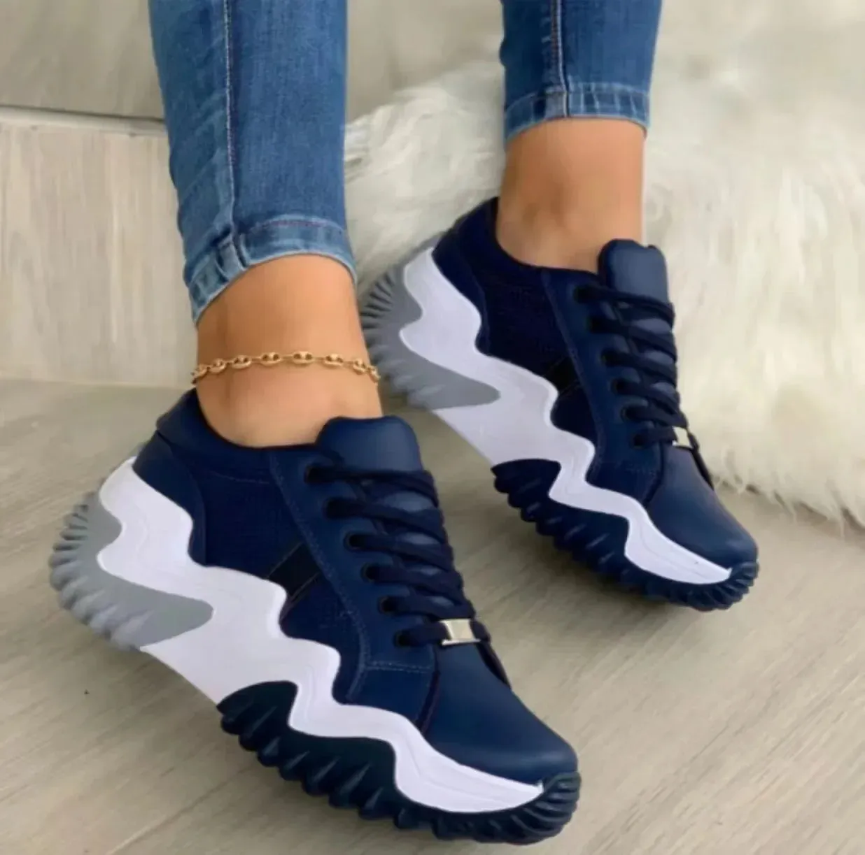 Women's Casual Autumn New Style Low Top Sneakers European American Market Comfortable Rubber Base Shoes